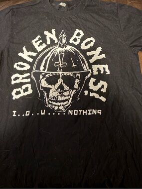 Broken Bones I.O.U. Nothing Punk Band T-Shirt Alstyle Y2K Black Small (Rare)